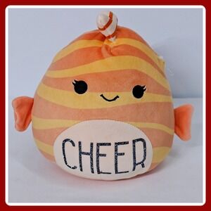 Squishmallows Cheer Fish Plush Orange Yellow Striped Stuffed Animal 8" Kellytoy